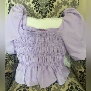 Lavender Smocked Puff Sleeve Top